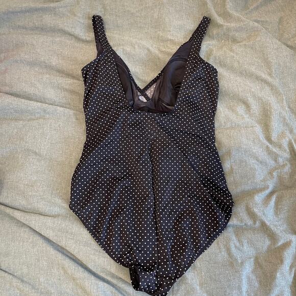 Miraclesuit Pin Point Oceanus One Piece Polka Dot Monokini Swimsuit Size 18 - Picture 7 of 11
